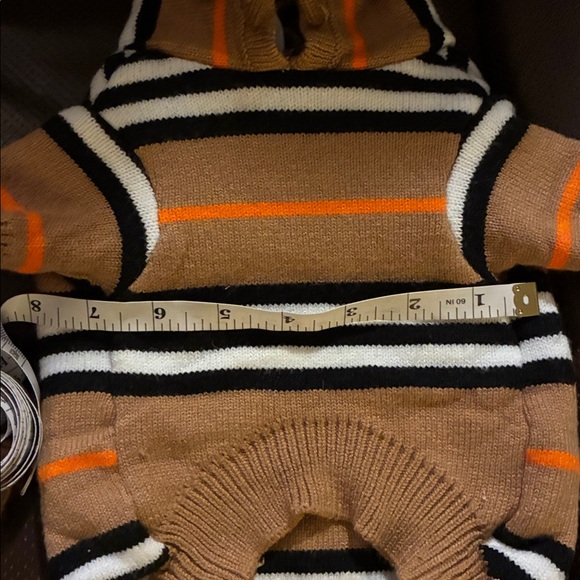 Burberry Striped Dog Sweater - Tan, Black, Orange - Picture 5 of 7